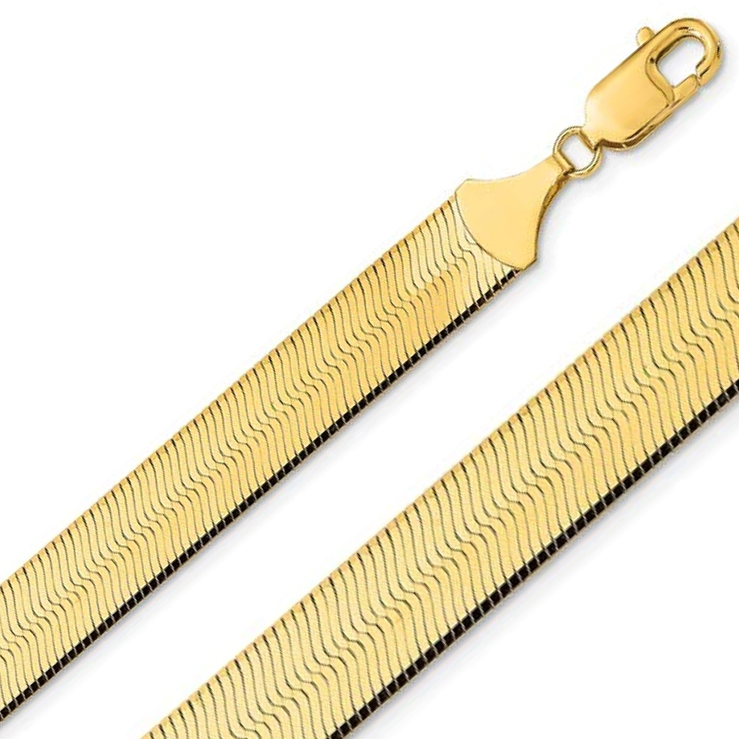 10k Yellow Gold 15mm Herringbone Necklace/Chain 24 Inches